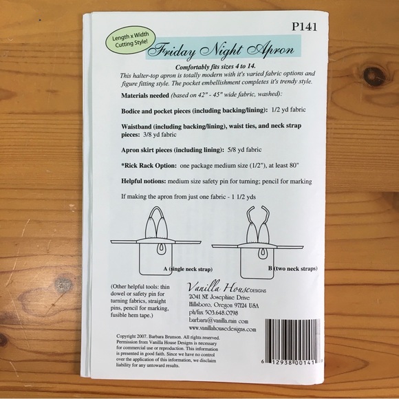 📍”Friday NIght Apron" Pattern by Vanilla House Designs🪡🧵 - Picture 2 of 8